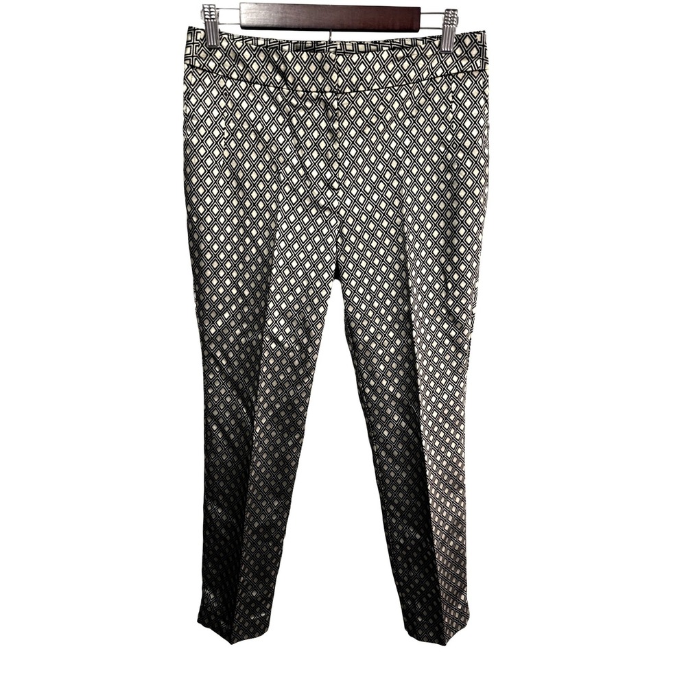 Chico's 0 Gold Black Ankle Pants Women's Geometric Diamond Jacquard